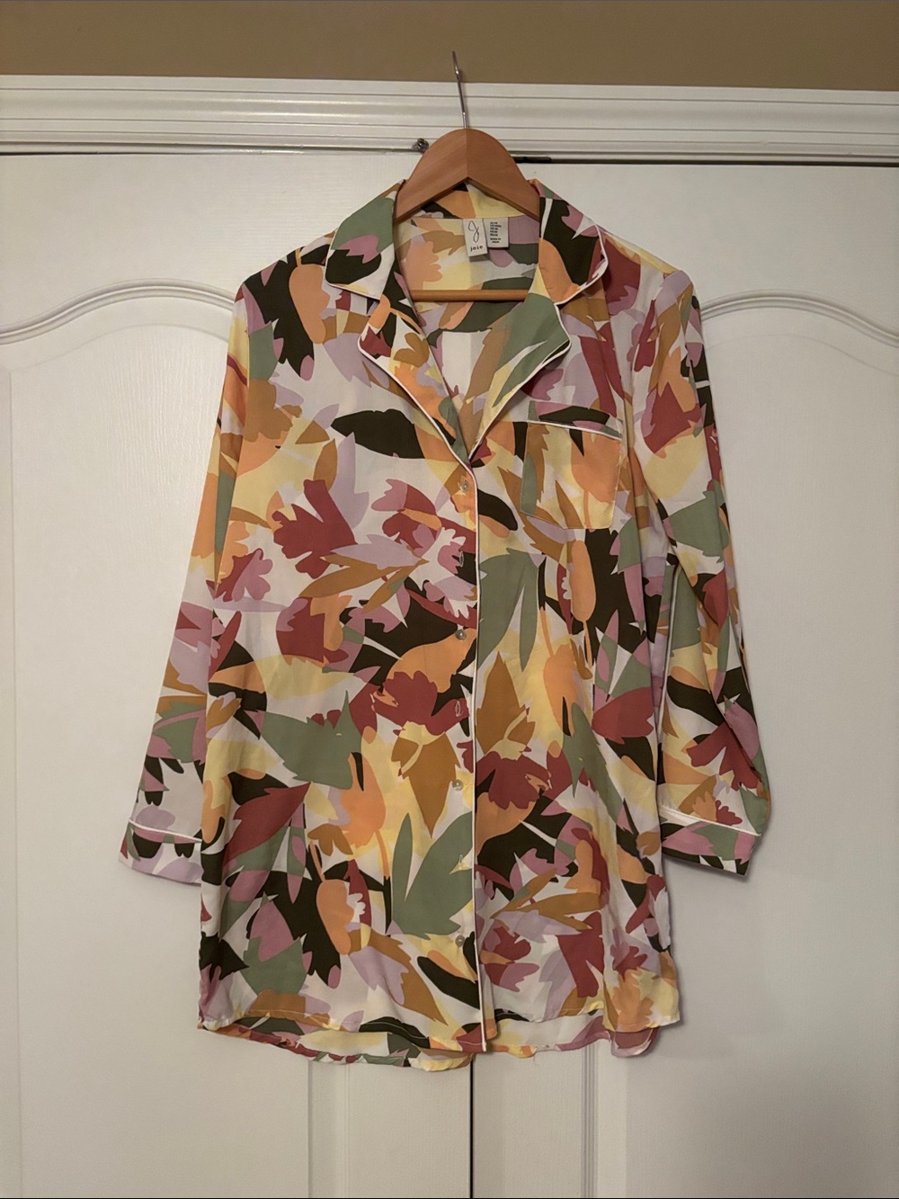 Joie Floral L/S Button Up Night Shirt
